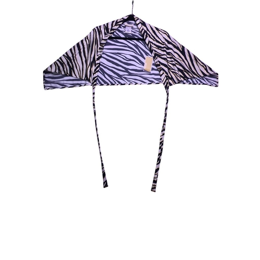Michael Kors Shrug Women M/L White Zebra Gold Foil Swim Cover Up Bolero